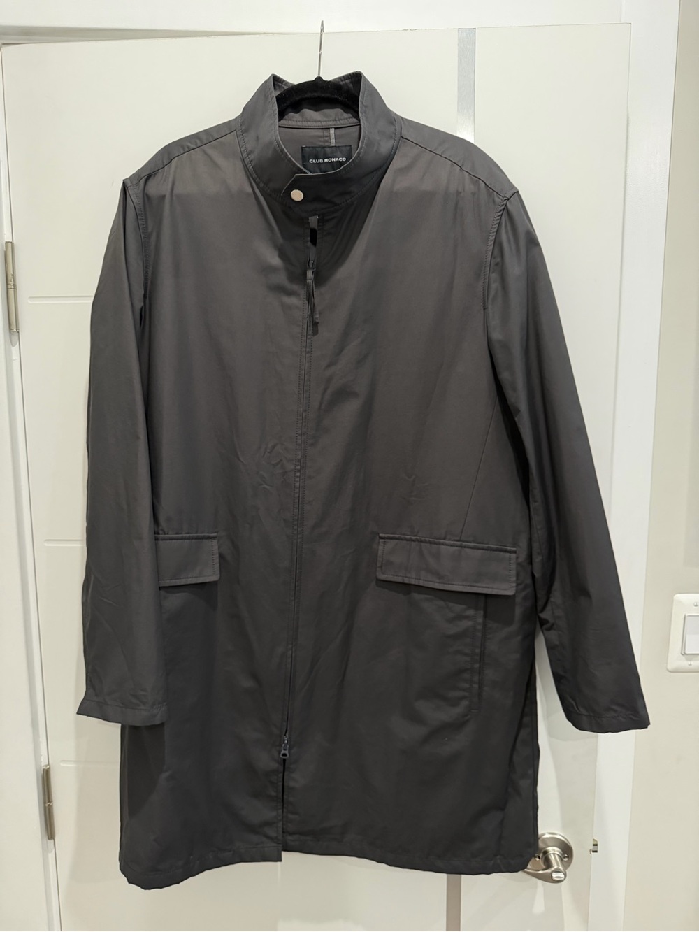 Men's Club Monaco Black Long Rain Coat Jacket